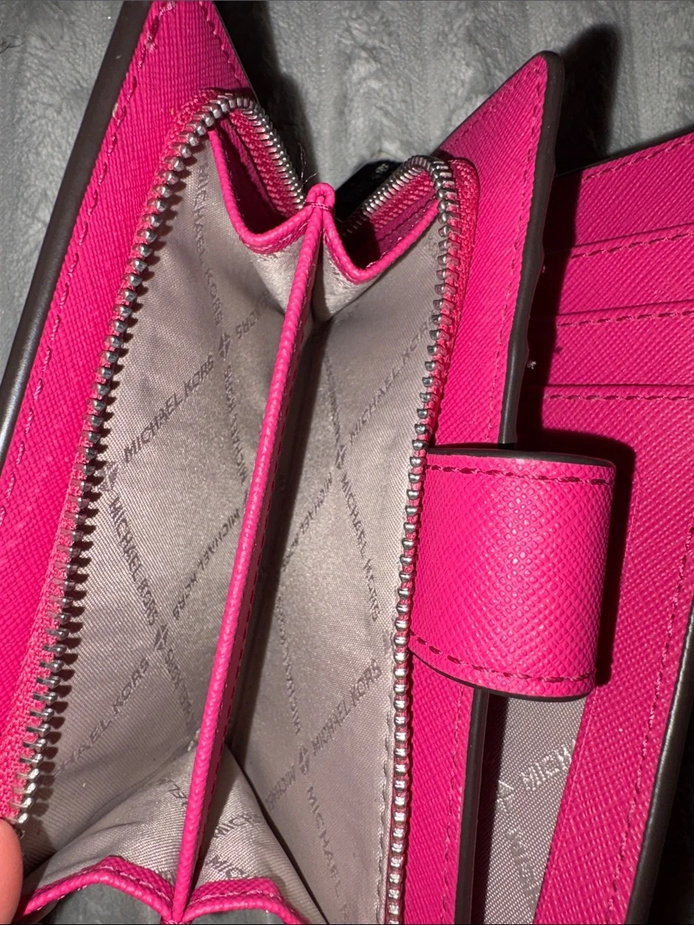 Michael Kors Bright Pink Saffiano Card Holder Wallet
